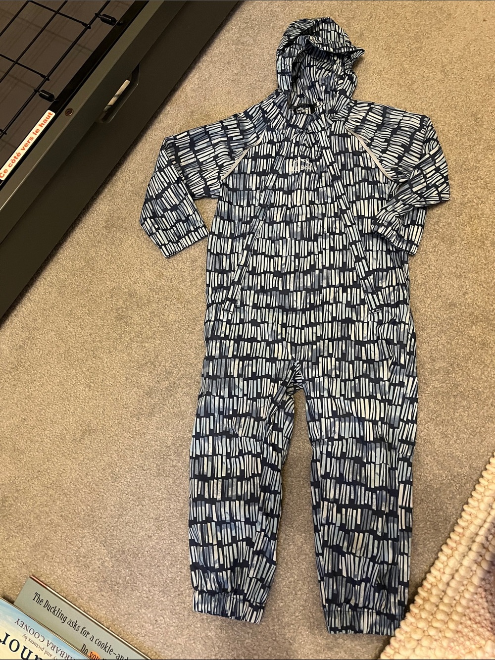 L.L. Bean Navy and White Hooded Kids Rain Coverall